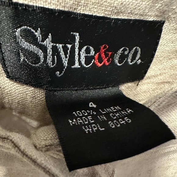 Style & Co Women Size 4 100% Linen Capri Cargo Pants Pockets Buttons Zipper Boho - Picture 5 of 11